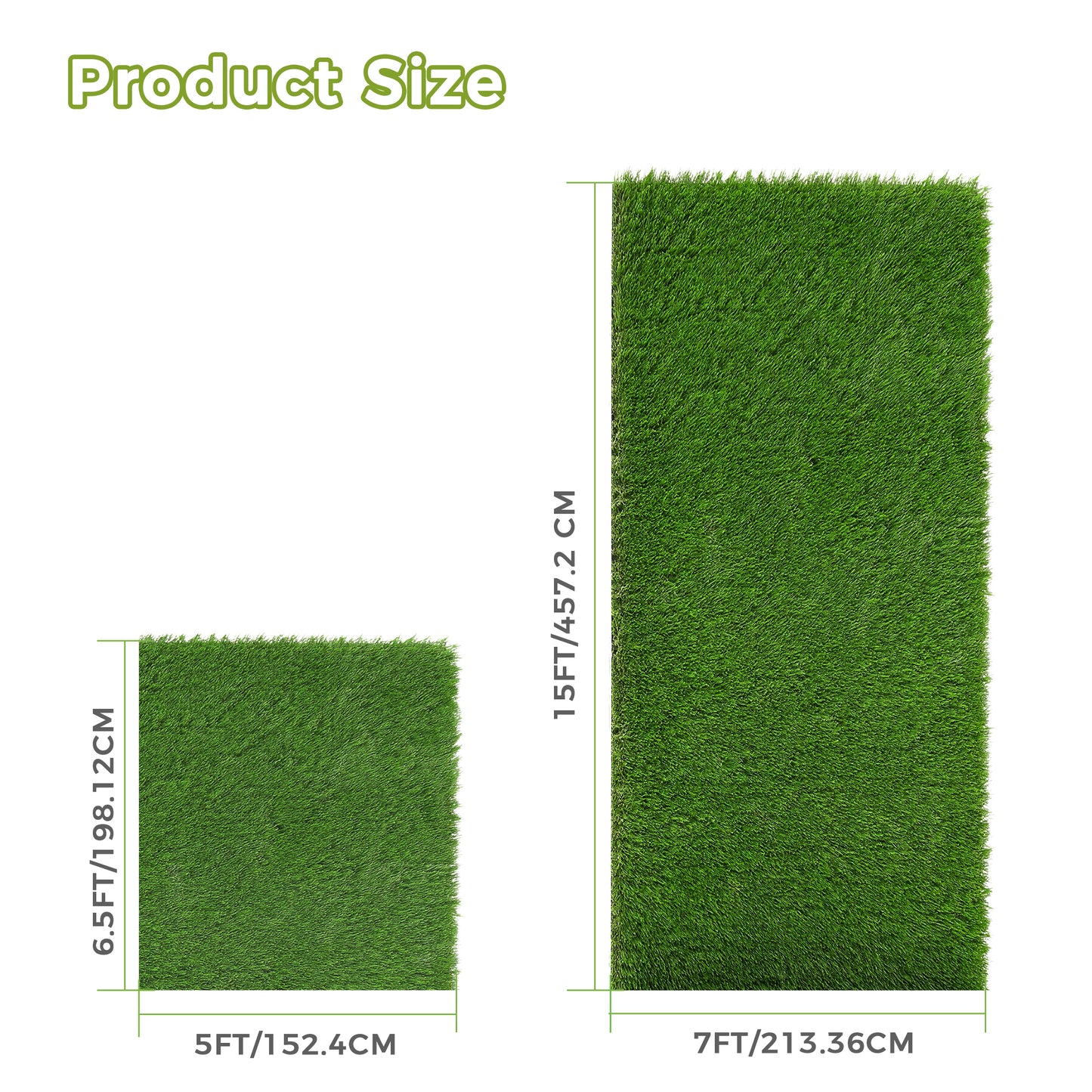 Vipuse Artificial Grass Rug, 7 x 15FT Realistic Artificial Lawn Rug/Dog Pets Mat with Drainage Holes for Garden Lawn Landscape Balcony Patio Backyard Decor