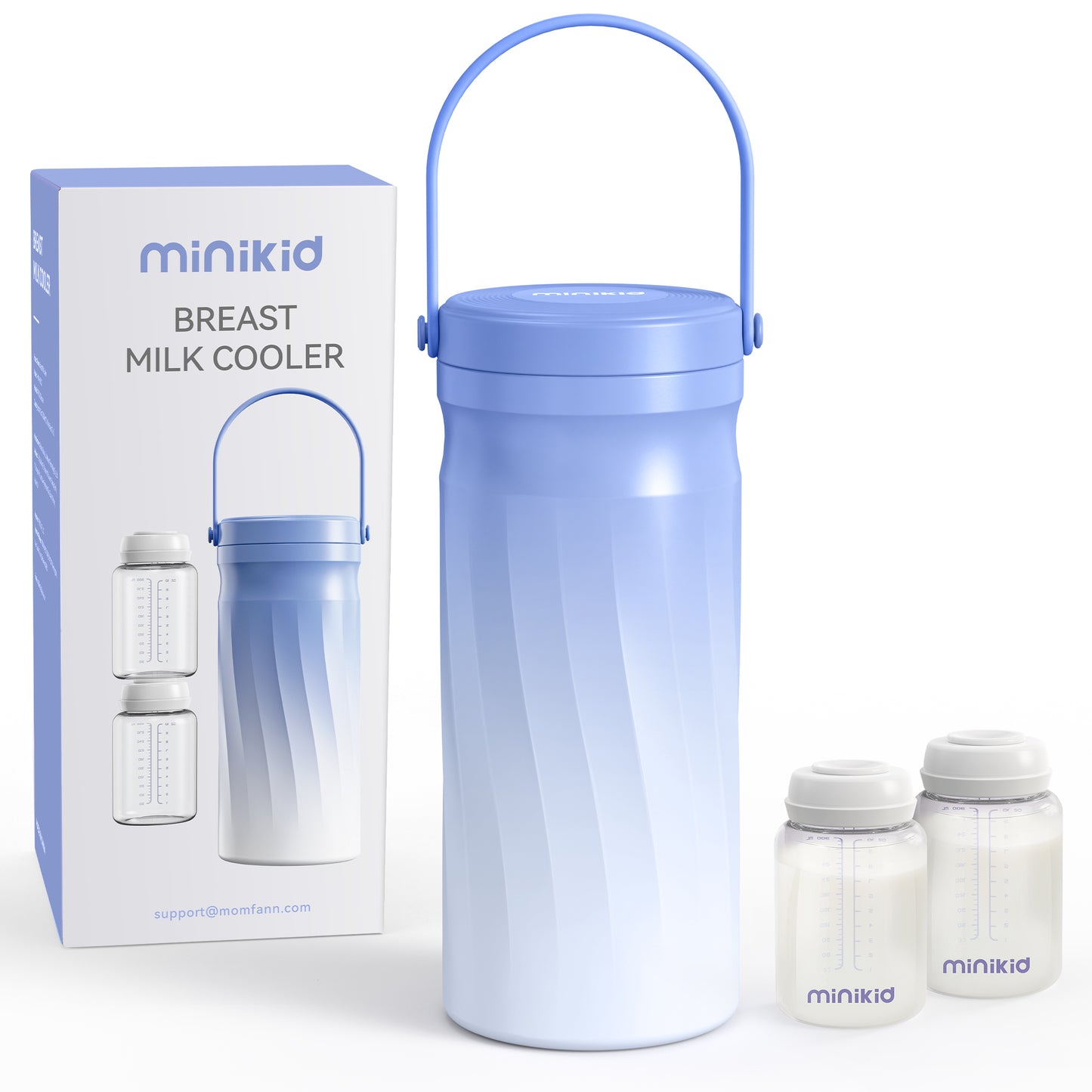 Minikid 20 OZ Portable Breast Milk Cooler,24H+ Extended Outdoor Cooling,Travel Breastmilk Chiller with 2Pcs Baby Bottles,Purple