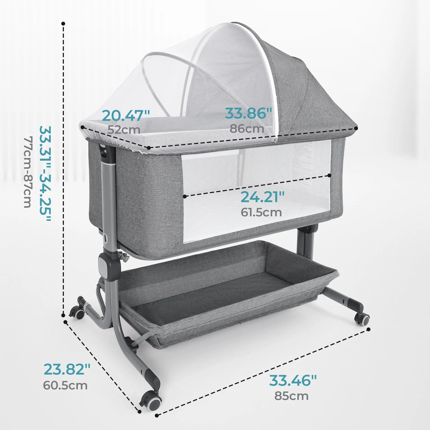 Minikid Portable Baby Bedside Sleeper Bassinet with Waterproof Mattress Pad for Infant Newborn up to 12 Month