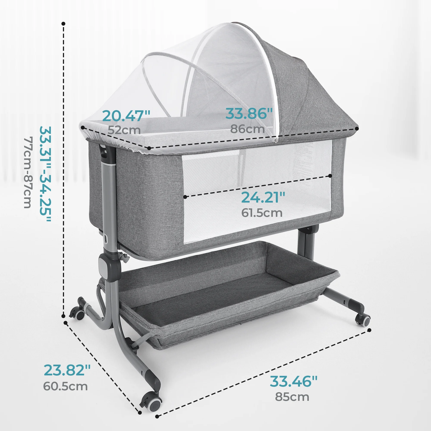 Minikid Portable Baby Bedside Sleeper Bassinet with Waterproof Mattress Pad for Infant Newborn up to 12 Month
