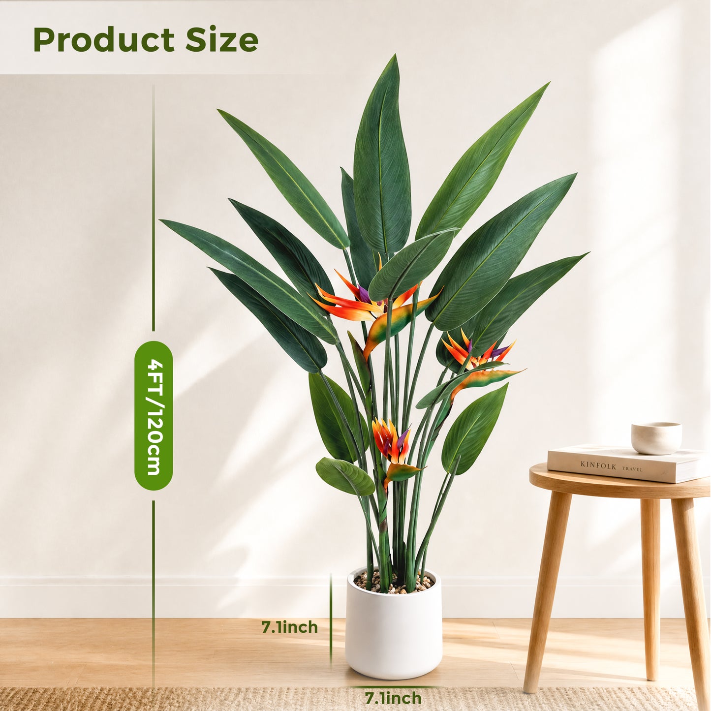 Vipuse 4 Feet Artificial Plant Fake Tropical Bird of Paradise Tree for Home Office Wedding Valenine Decor