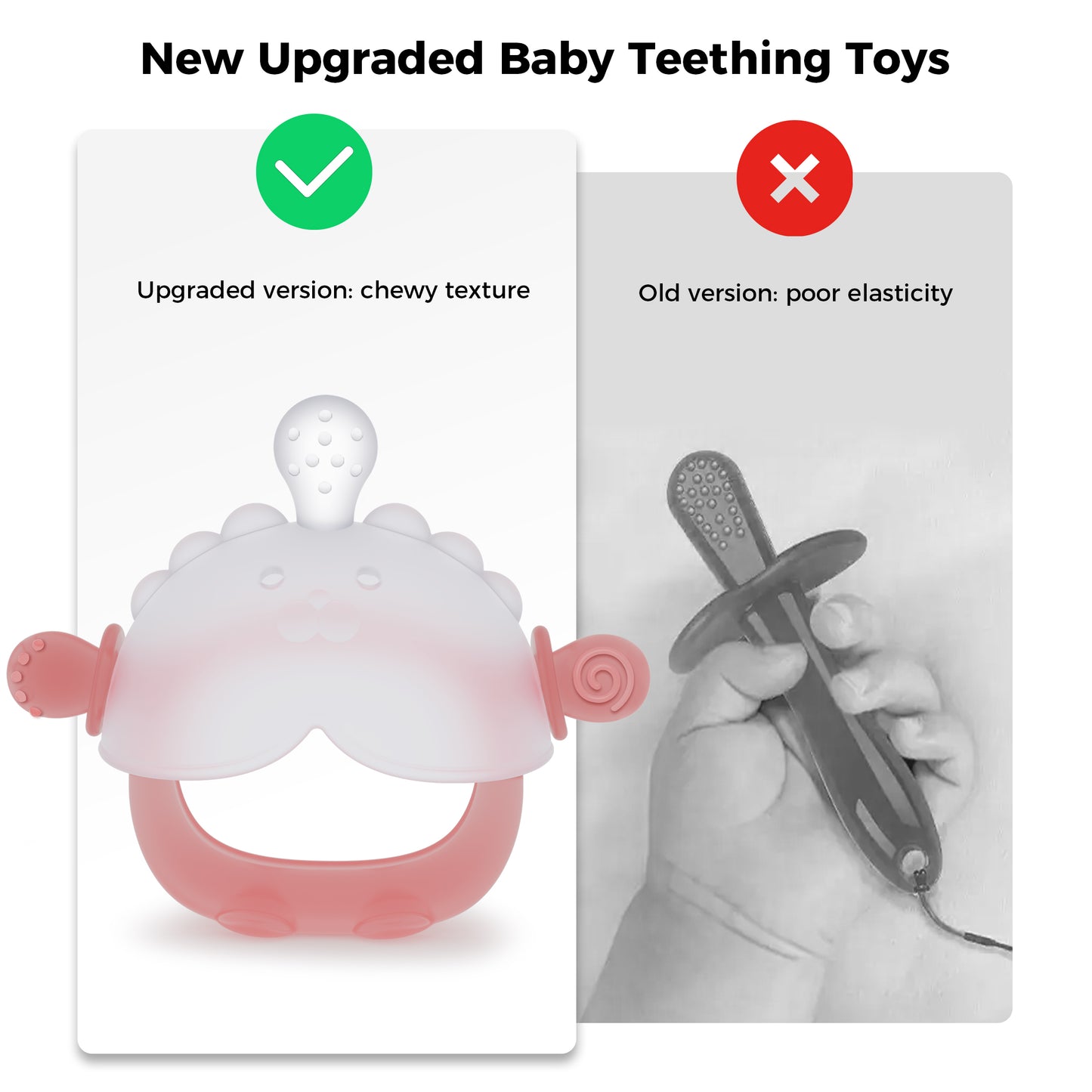 Minikid 2 Packs Baby Teethers,Teething Toys Suitable for Boys and Girls Aged 3-12 Months,BPA-Free