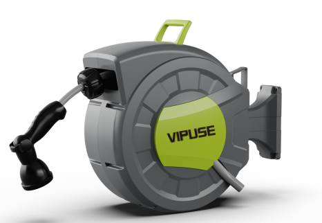 Vipuse Retractable Garden Hose Reel, 1/2 Inch x 100 ft Wall Mounted Garden Hose Reel, with 10 Pattern Nozzle, Any Length Lock, Slow Return System, 180° Swivel Bracket