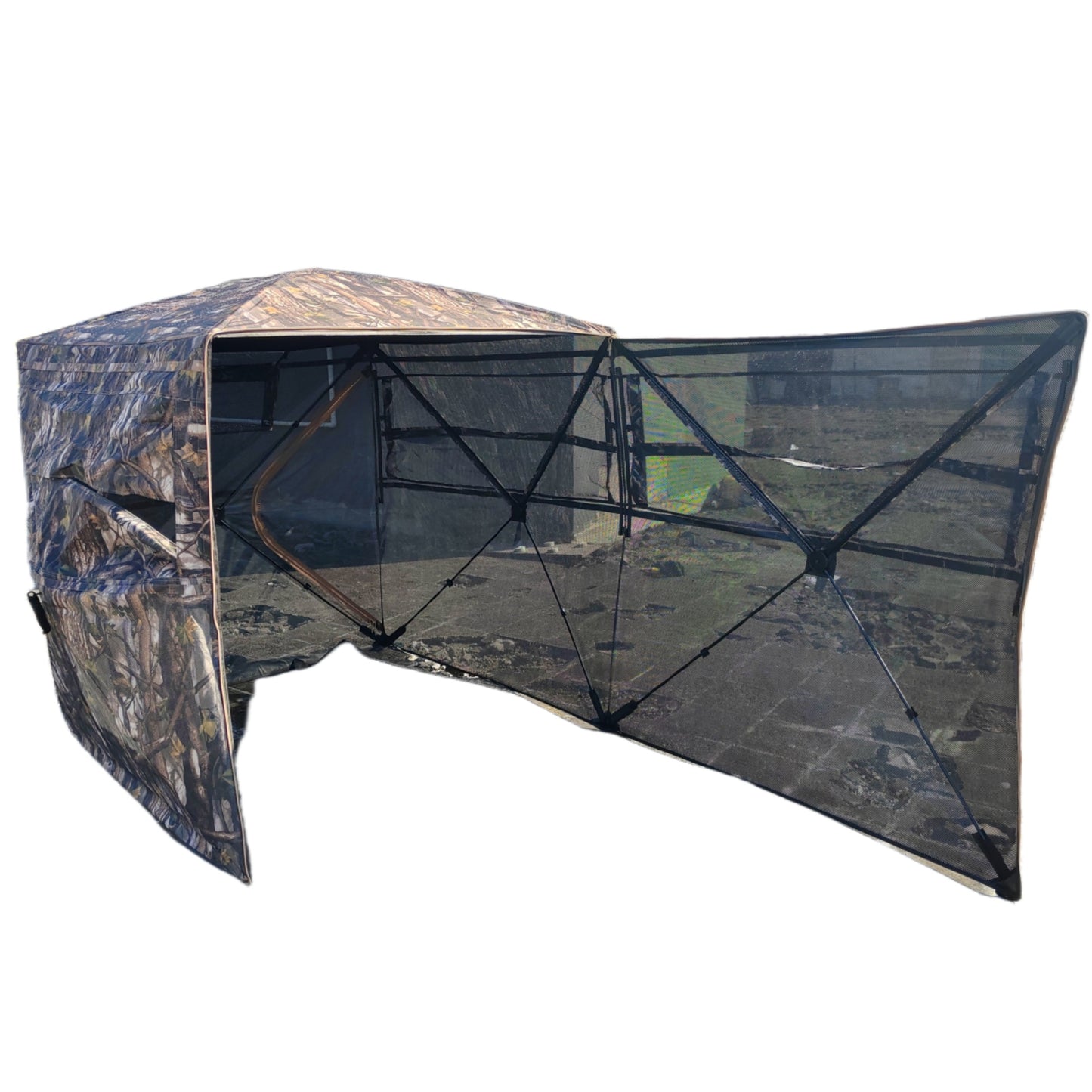 Skyhot 360° See Through Ground Hunting Blind for 1-2 Persons,300D Pop Up Resilient Portable Tent with Swing Door and Carrying Bag for Deer Turkey