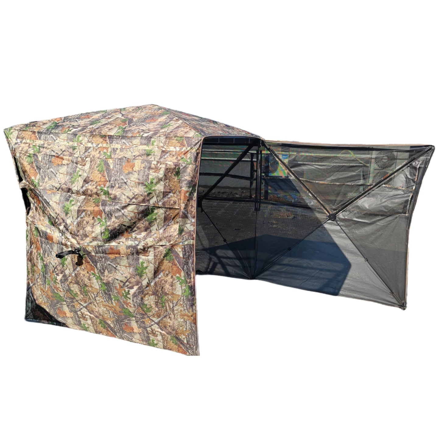 Skyhot 360° See Through Ground Hunting Blind for 2-3 Persons,300D Pop Up Resilient Portable Tent with Swing Door and Carrying Bag for Deer Turkey