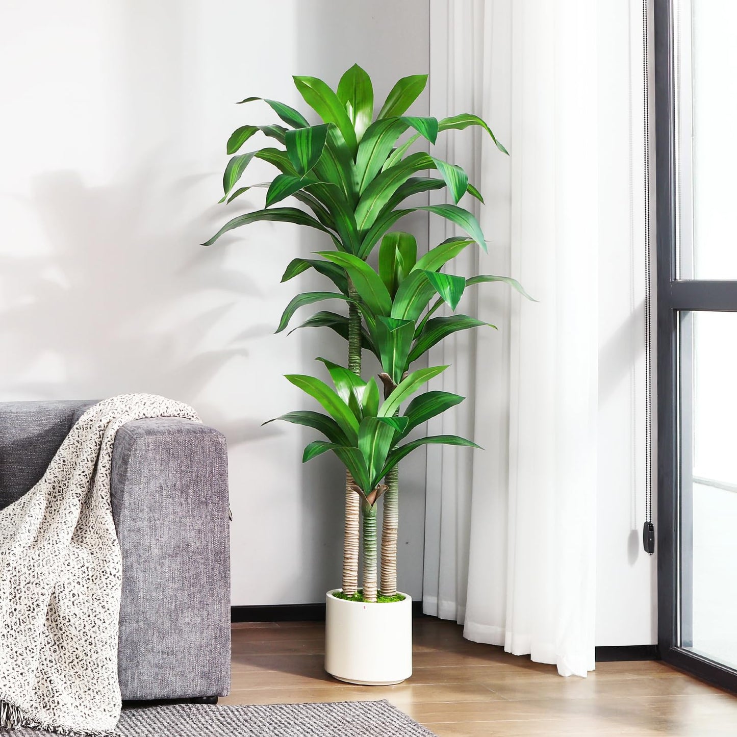 Dracaena Tree Faux Plants Indoor Outdoor Decor, Artificial Plants for Home Decor Office Living Room Porch Patio
