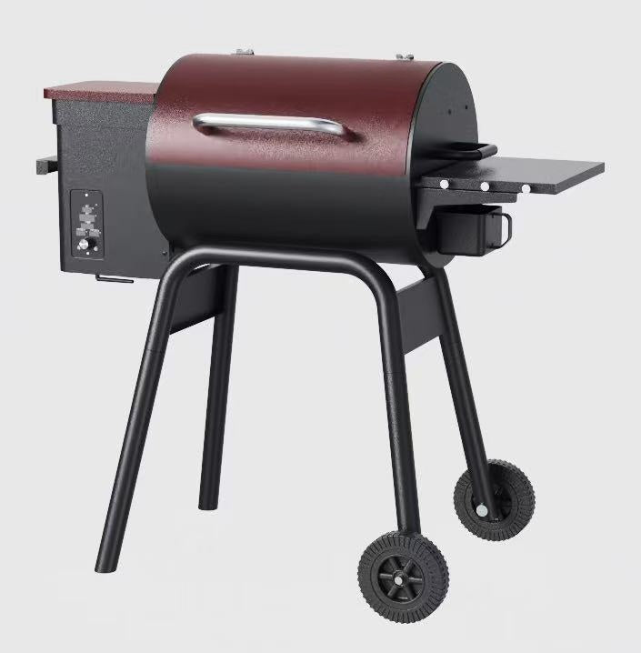 Vipuse Electric Wood Pellet Grill & Smoker with Side Shelf, 456 SQ.IN Grill Capacity with PID Temperature Control (180-425°F) for Backyard Camping Bake and Roast, Burgundy with Cover