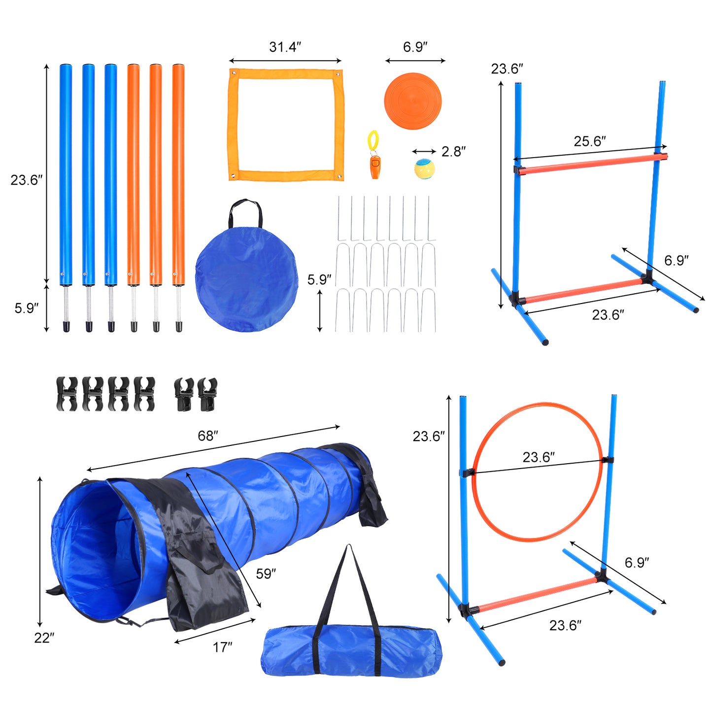 Dog Agility Course Backyard Set, Dog Agility Equipment, Dog Obstacle Course Backyard, Agility Training Equipment for Dogs, Dog Agility Jumps