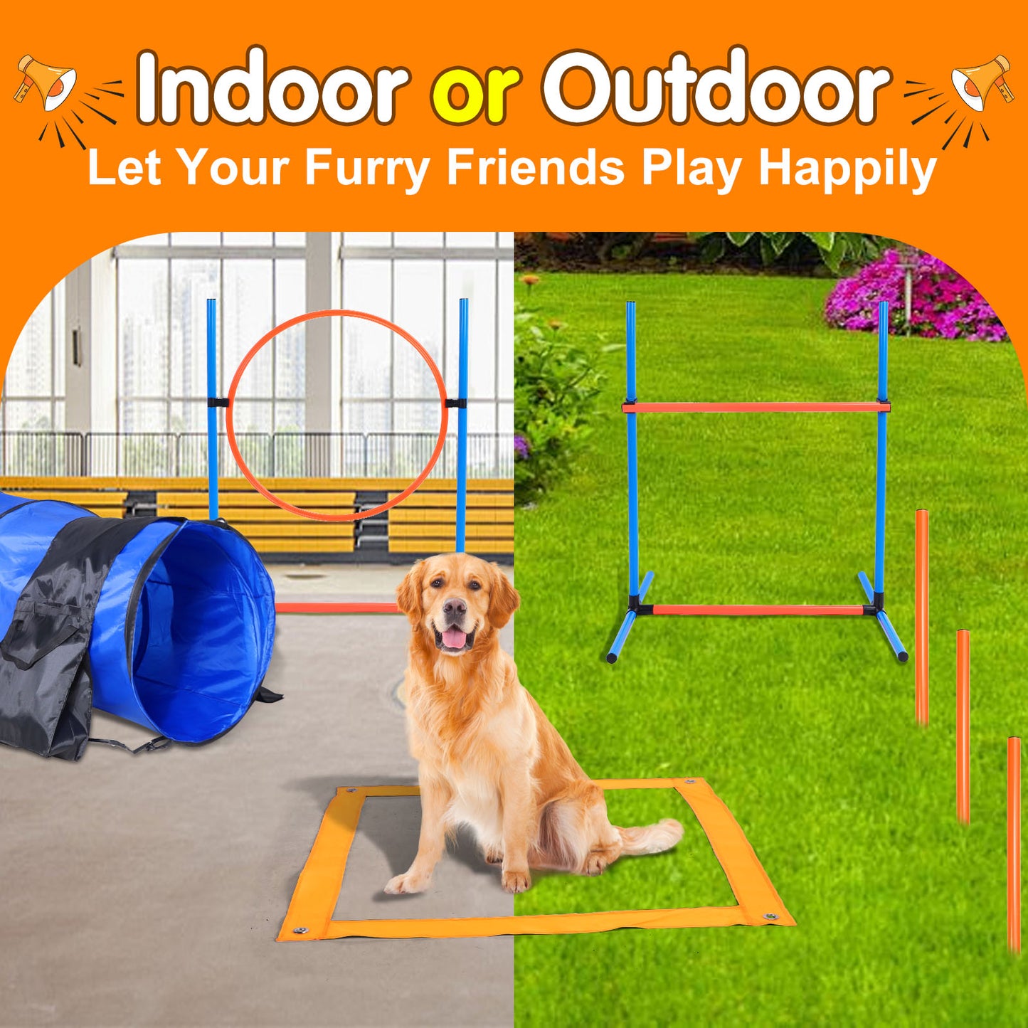 Dog Agility Course Backyard Set, Dog Agility Equipment, Dog Obstacle Course Backyard, Agility Training Equipment for Dogs, Dog Agility Jumps