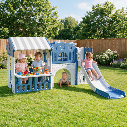 Vipuse Slide for Kids,9 in 1 Toddler Climber Playground Playset for Indoor Outdoor Backyard Home, Blue & Gray