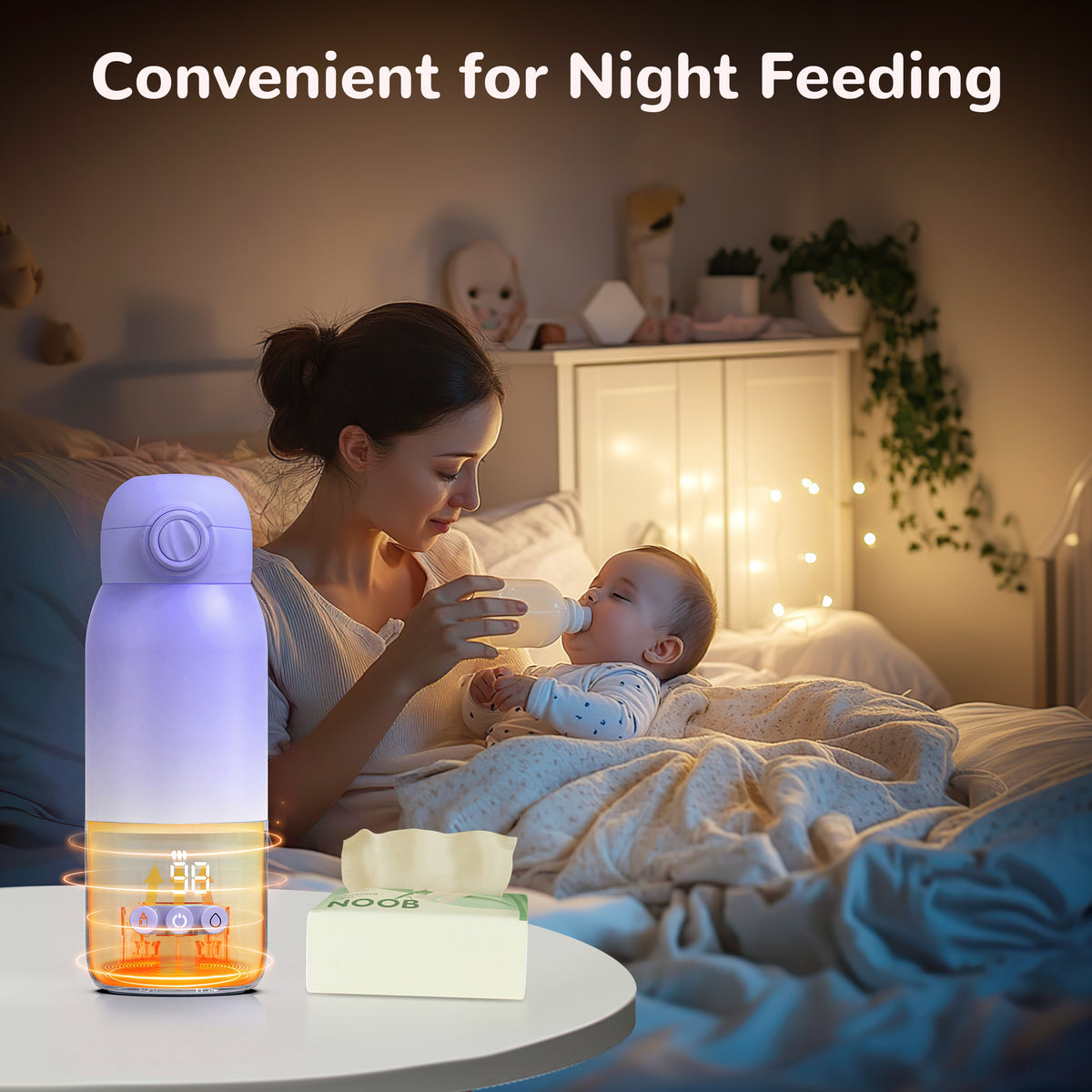 Vipuse Upgraded Bottle Warmer for Baby , Dual Heating Modes for Breast Milk and Water, 12 OZ Portable Milk Warmer, Purple