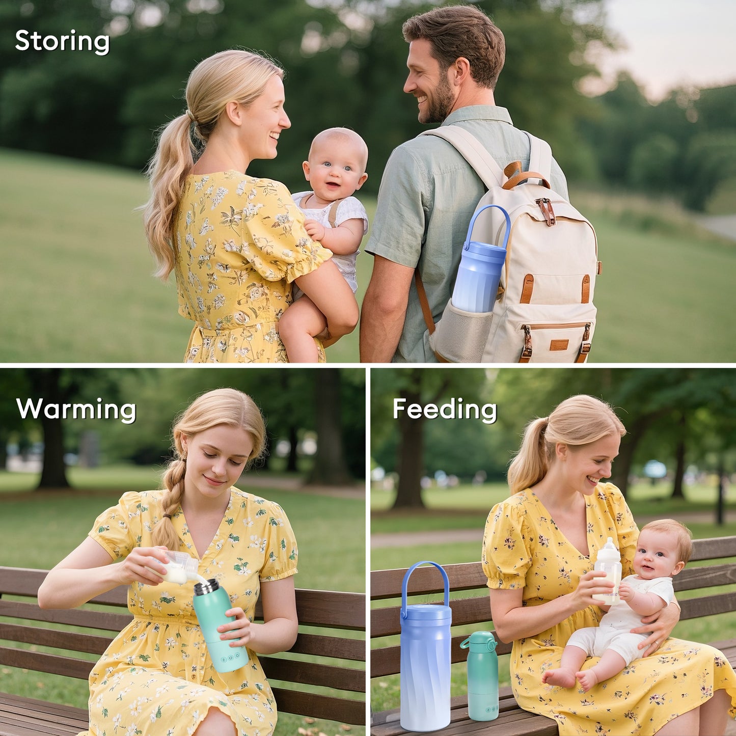 Minikid Portable Breast Milk Cooler,24H+ Extended Outdoor Cooling,20 OZ Travel Breastmilk Chiller with 2Pcs Baby Bottles for Breastmilk Storage,Blue-Purple
