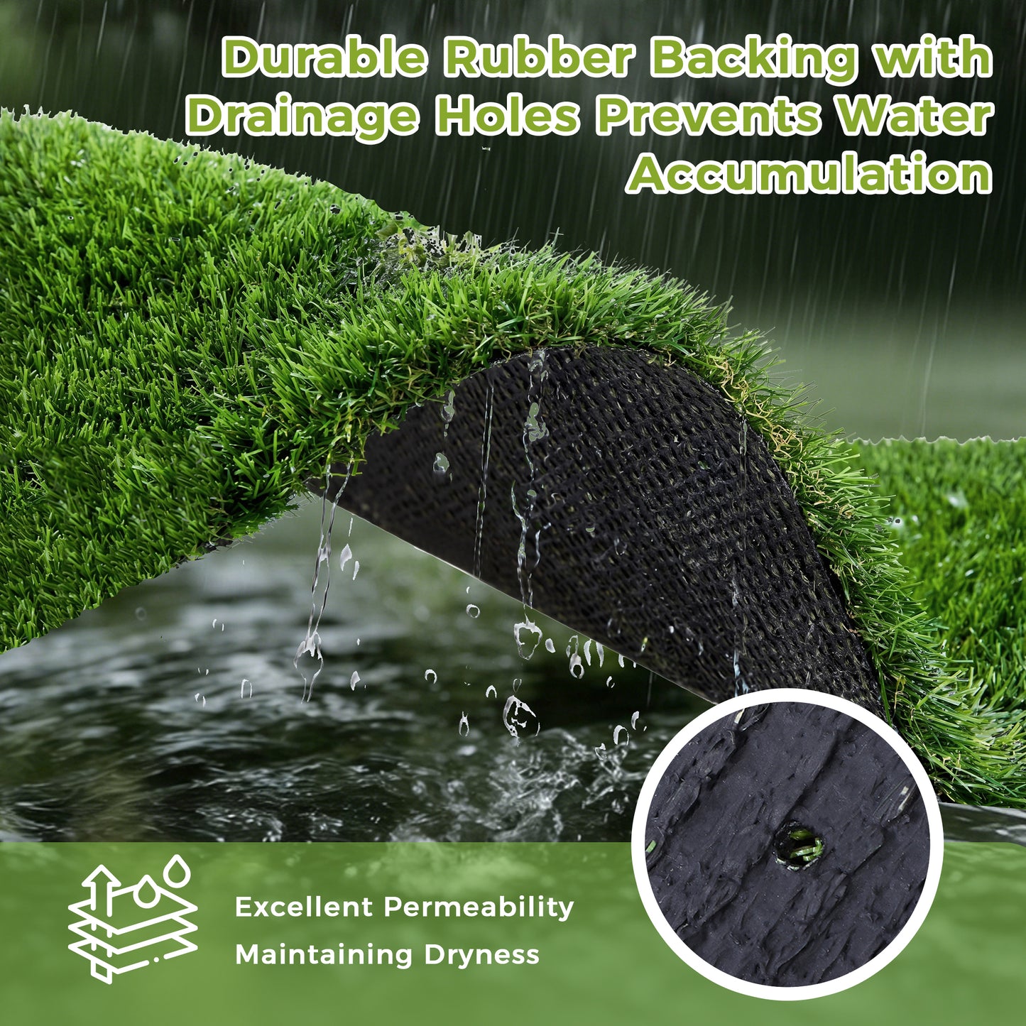 Vipuse Artificial Grass Rug, 5 x 6.5FT Faux Grass Turf with Drainage Holes for Garden Lawn Landscape Balcony Patio Backyard Easter Decor