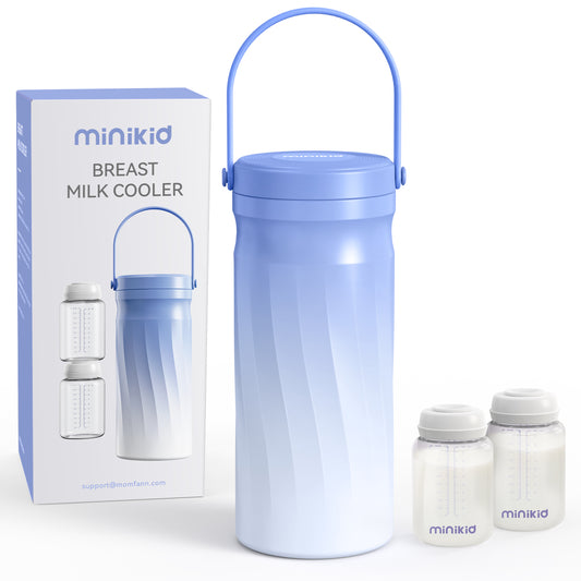 Minikid 20 OZ Portable Breast Milk Cooler,24H+ Extended Outdoor Cooling,Travel Breastmilk Chiller with 2Pcs Baby Bottles,Purple