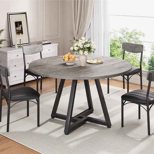 Anyact 42in Round Dining Table for 4, Kitchen Dining Room Circle Dinner Pedestal Table,Kitcen Table Sturdy Wood Kitchen & Dining Room Furniture, Gray