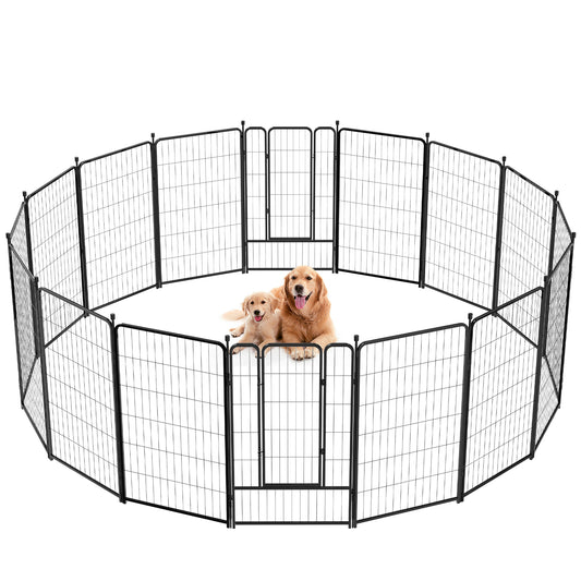 Vipuse 45″ Tall 16 Panels Metal Dog Playpen for Exercise Outdoor Indoor Fence, Black