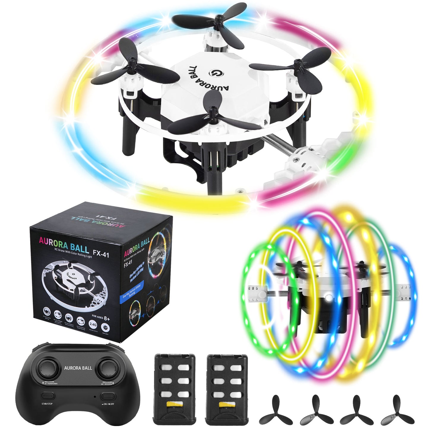 Mibescal Mini Quadcopter Drones with 360 Degree Flip for Kids,Flying Hover Orbit Spinner Ball Toy