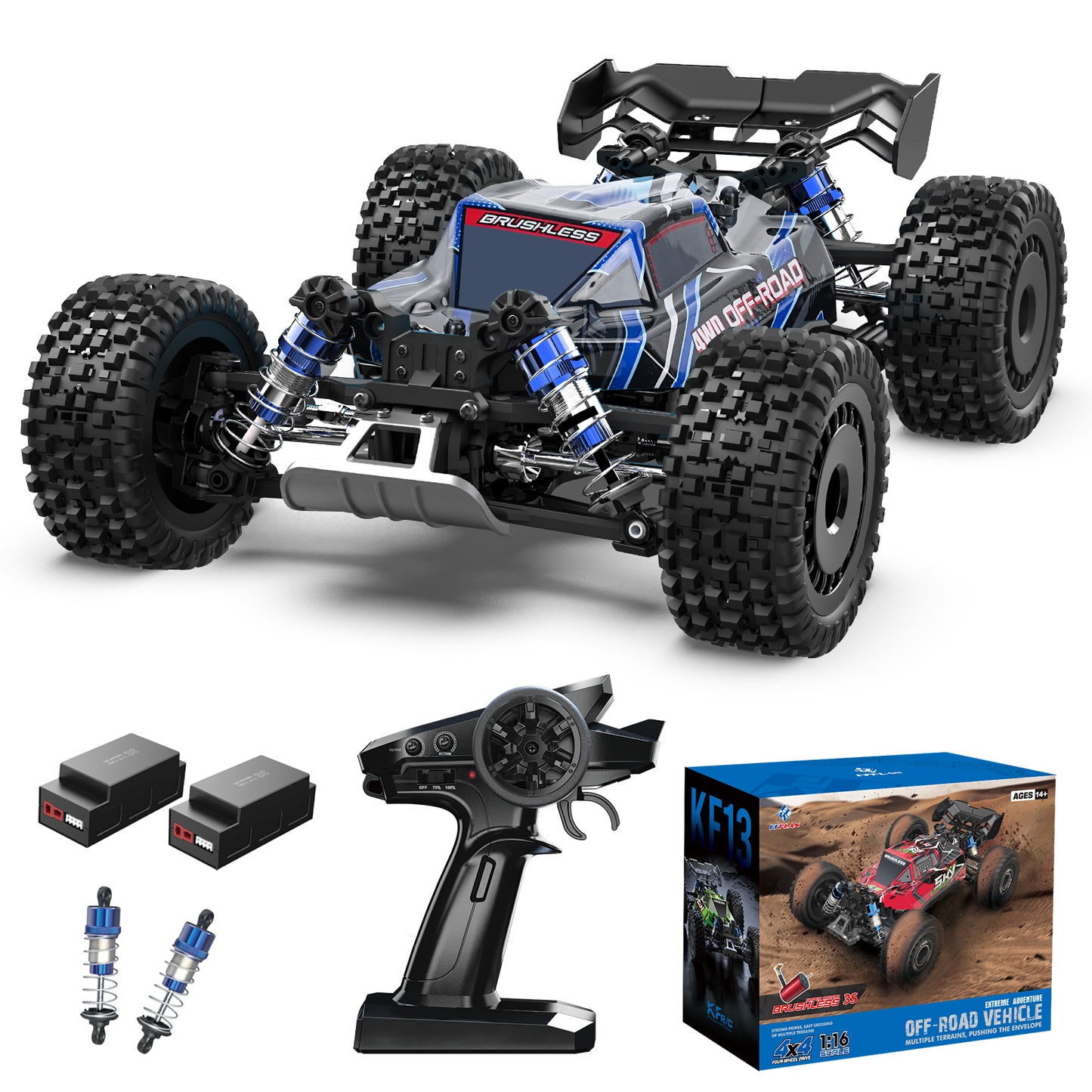 Mibescal 1:16 Remote Control Brushless Car(Blue)