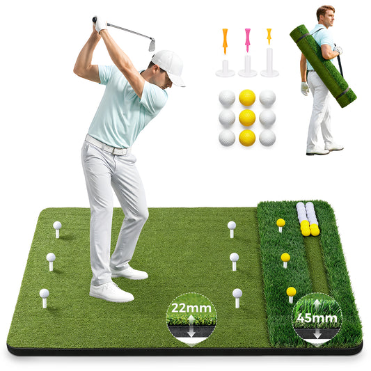 Vipuse 6*4FT Premium Golf Hitting Mat - Indoor/Outdoor Golf Practice Mat with Fairway & Rough Turf, Includes Golf Balls, Tees & strap, Perfect for Swing, Chipping & Driving Training for All Skil