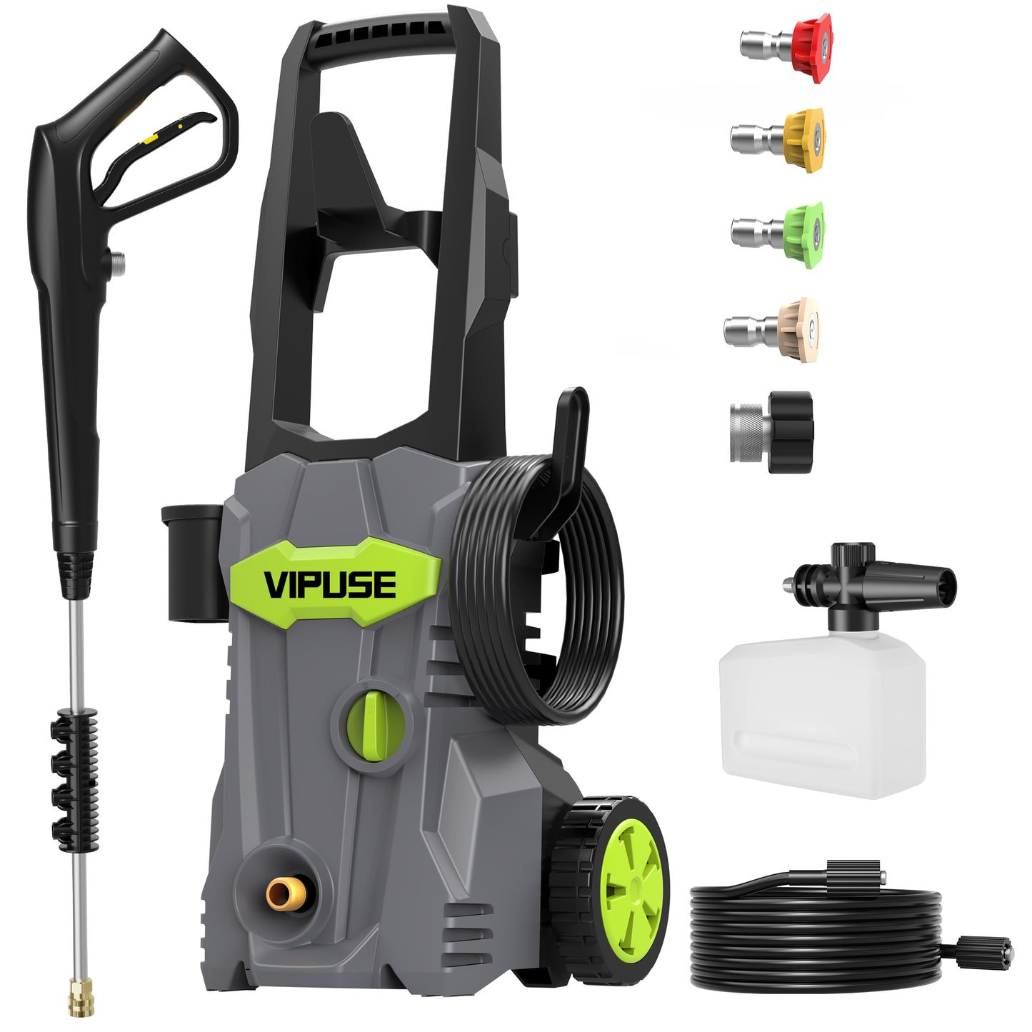 Vipuse 1800W Electric Pressure Washer, 4200PSI Max 2.8 GPM with 4 Nozzles, Portable High Pressure Cleaning Machine Washer with 36FT Cord, 23FT Hose, for Cars, Driveways, Fences, Patios