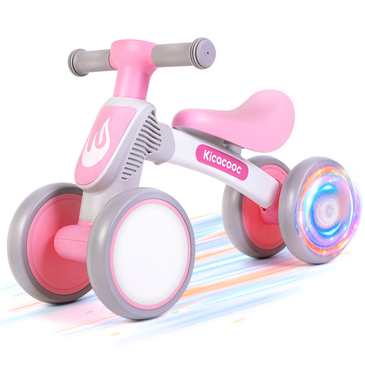 Kicacooc Baby Balance Bike for 1 Year Old Boys Girls, Toddler Balance Bike with No Pedal 4 Silence Wheels & Soft Seat First Bike, One Year Old Girl Birthday Gifts, Pink