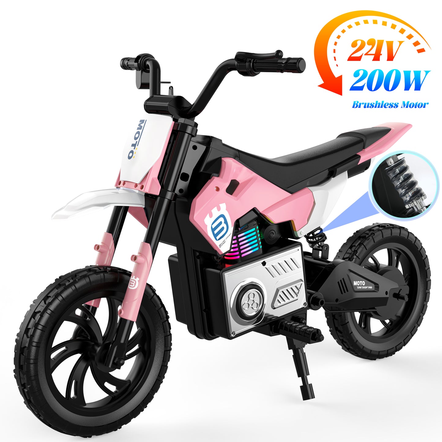 24V Electric Dirt Bike for Kids-Pink