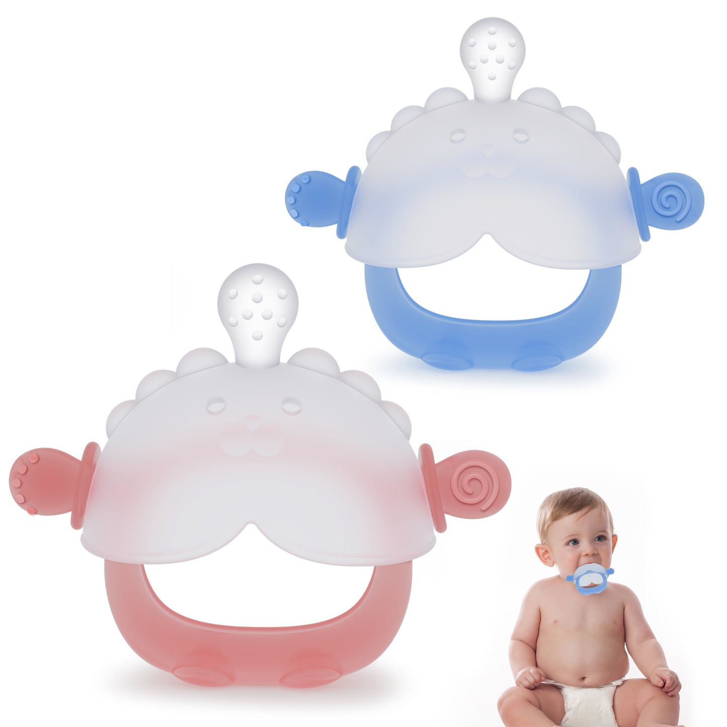 Welbabel 2 Packs Baby Teethers,Teething Toys Suitable for Boys and Girls Aged 3-12 Months,BPA-Free