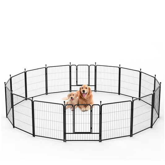 Vipuse 32″ Tall 16 Panels Heavy Duty Metal Dog Playpen for Exercise Outdoor Indoor Fence, Black
