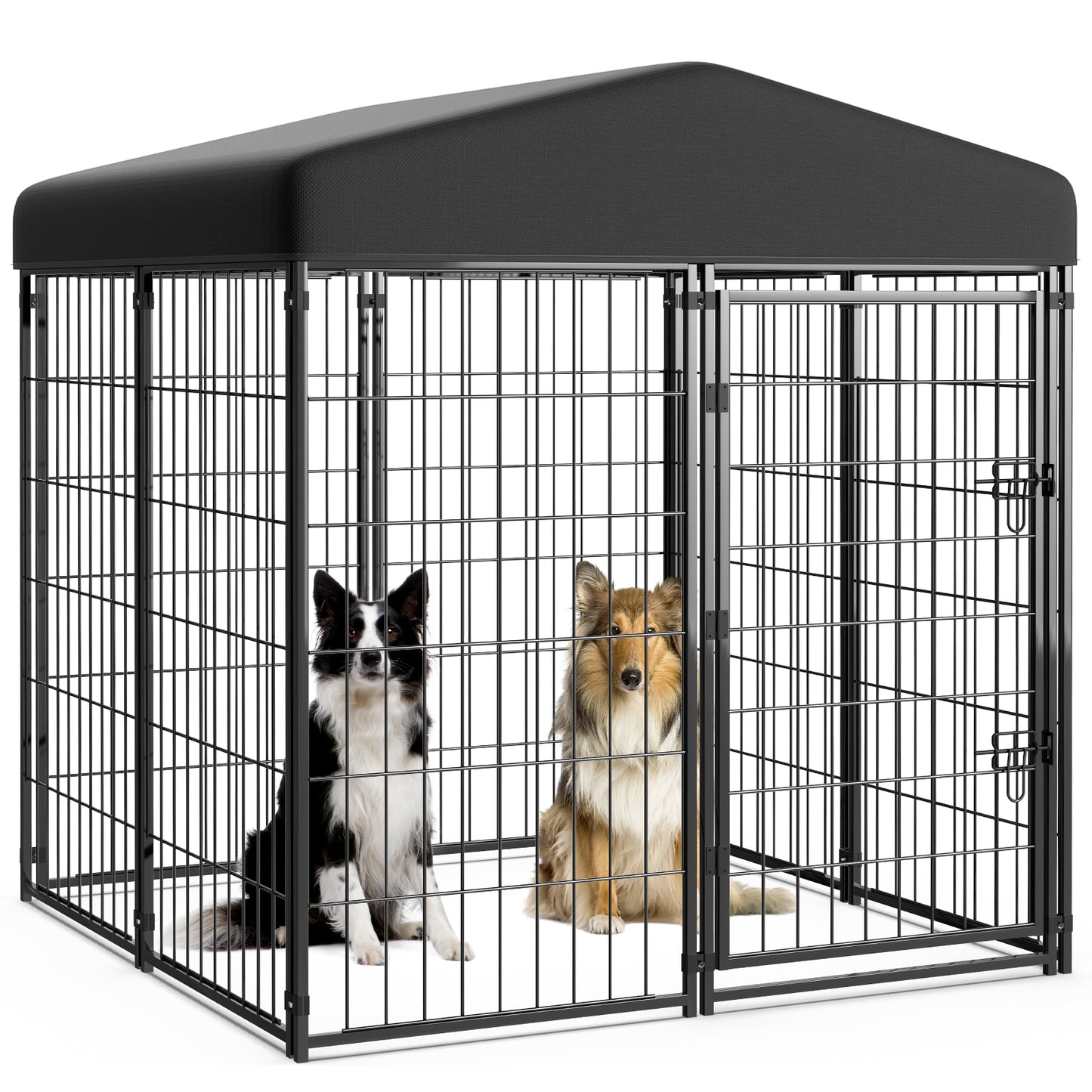 Vipuse 4FT x 4FT x 4.5FT Large Dog Kennel Playpen with UV-Resistant Waterproof Roof, Heavy Duty Metal Outdoor Pet Crate Fence for Cat Duck Chicken