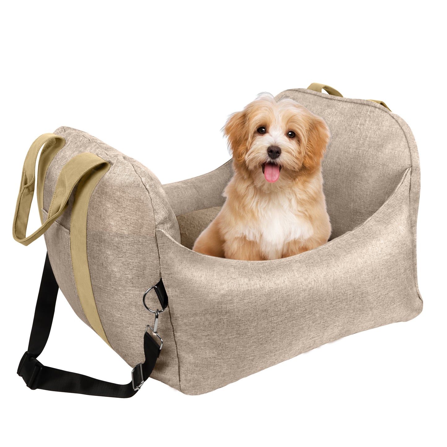 XiWiYuVa Car Seat for Small Dogs Up to 25lbs, Pet Booster Seats with Safety Leash and Straps, Travel Carrier Bed(Brown)