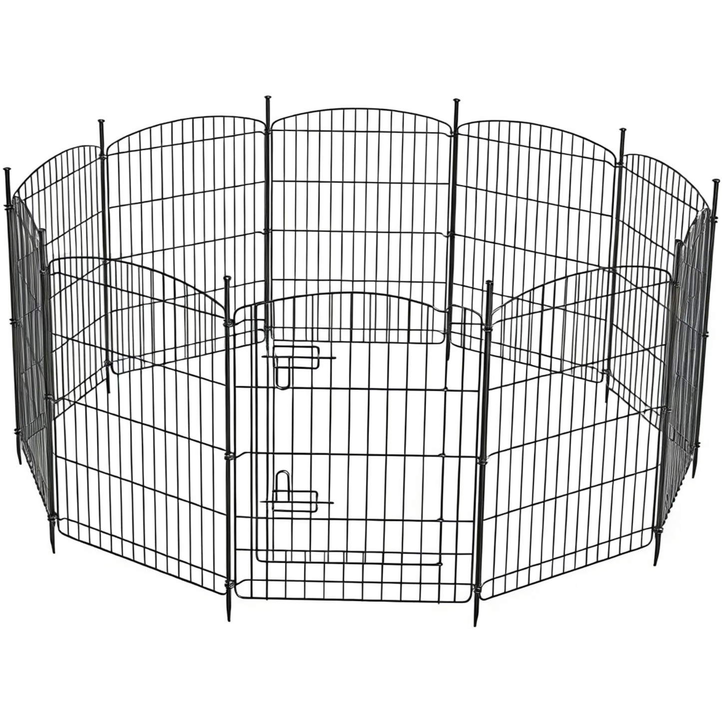 Vipuse 30" Tall 10 Panel Dog Playpen with One Door, Portable Customizable Foldable Metal Fence for Pets, Black
