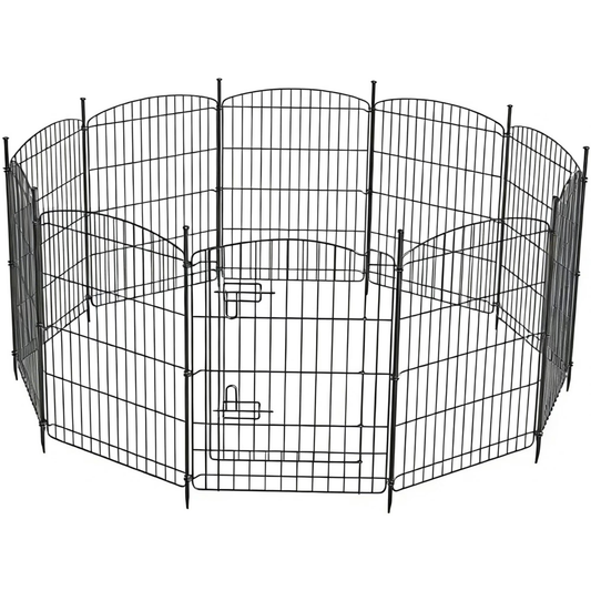 Vipuse 30" Tall 10 Panel Dog Playpen with One Door, Portable Customizable Foldable Metal Fence for Pets, Black