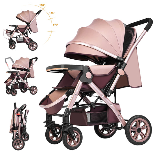 Welbabel Convertible Baby Stroller,One-click Folding Umbrella Stroller Lightweight Travel Stroller for Newborn Baby,Support Two-Way Push,Adjustable Canopy & Backrest