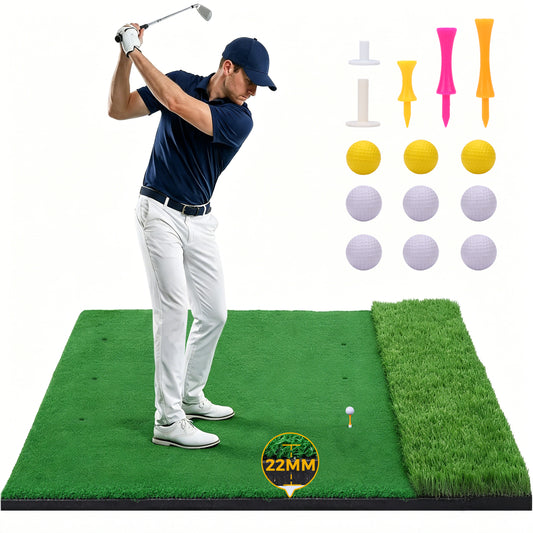 Vipuse 5x4ft Golf Mat, Thickened Artificial Turf Practice Golf Hitting Mat with Ball Tray for Outdoor & Indoor, Gifts for Men/Golfers