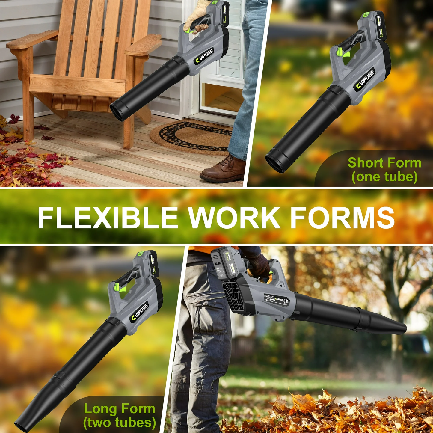 Vipuse Cordless Stepless Speed 600CFM 160MPH Leaf Blower with One 4.0Ah Batteries and Charger, 20V Electric Tool for Patio Cleaning/Lawn Care/Blowing Leaves/Dust