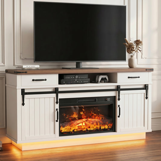 HiJob Electric Fireplace TV Stand for 75″ TVs with 23″ Fireplace, Holds up to 260 lbs