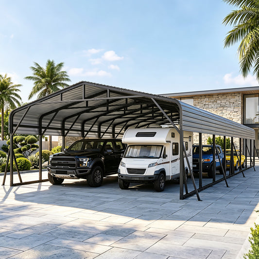 Cocosity 20x40 FT Heavy Duty Metal Carport with Galvanized Steel Roof, Oversized Outdoor Hardtop Car Shelter for RV Storage, Farm Equipment, Boats and Multiple Vehicles