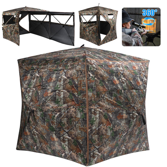 Vipuse 360° See Through Ground Hunting Blind for 2-3 Persons,300D Pop Up Resilient Portable Tent with Swing Door and Carrying Bag for Deer Turkey