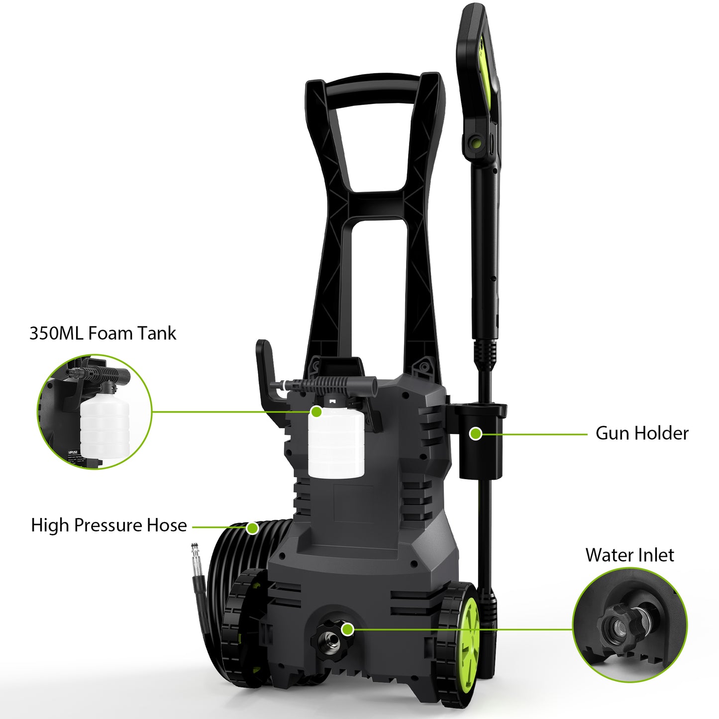 Vipuse Pressure Washer,4200 PSI 2.8GPM Car Washer with 23FT Hose /Rotatable 0-120° Nozzle/350ML Foam Cannon,Clean Tool for Cars/Fences/Patios/Floor