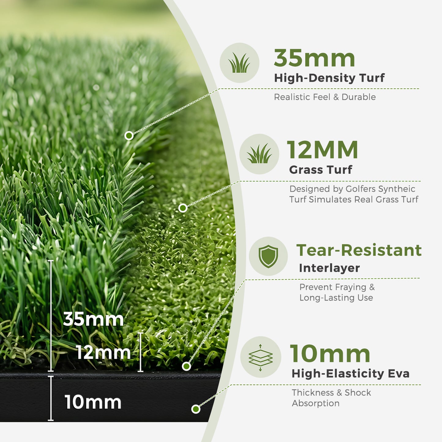 Vipuse 6*4FT Premium Golf Hitting Mat - Indoor/Outdoor Golf Practice Mat with Fairway & Rough Turf, Includes Golf Balls, Tees & strap, Perfect for Swing, Chipping & Driving Training for All Skil