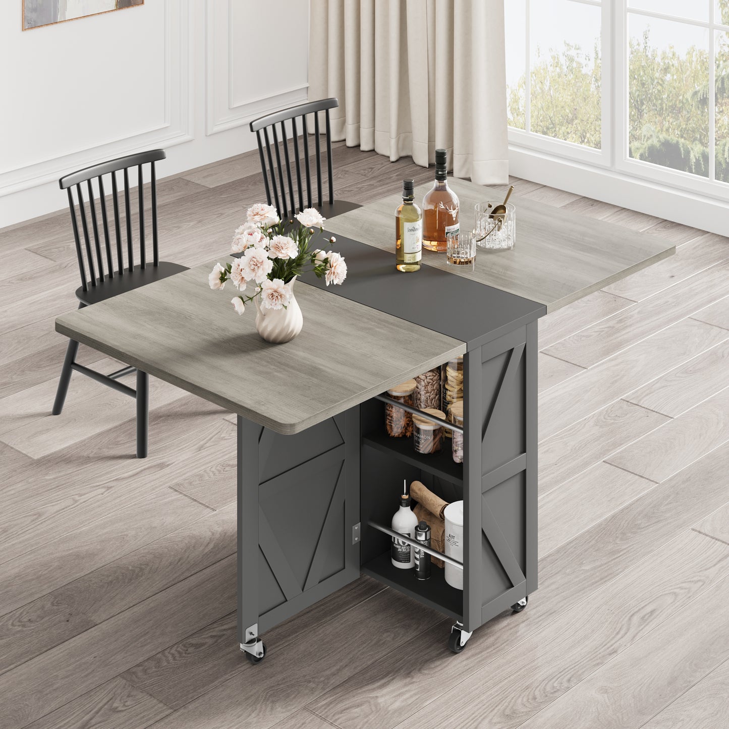 Anyact Folding Dining Table for 2-4 Persons, Space Saving Dining Room Table, 47" Folding Kitchen Table, Carlo Grey