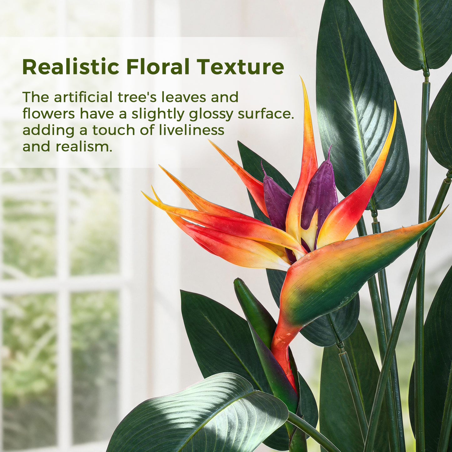 Vipuse 4 Feet Artificial Plant Fake Tropical Bird of Paradise Tree for Home Office Wedding Valenine Decor