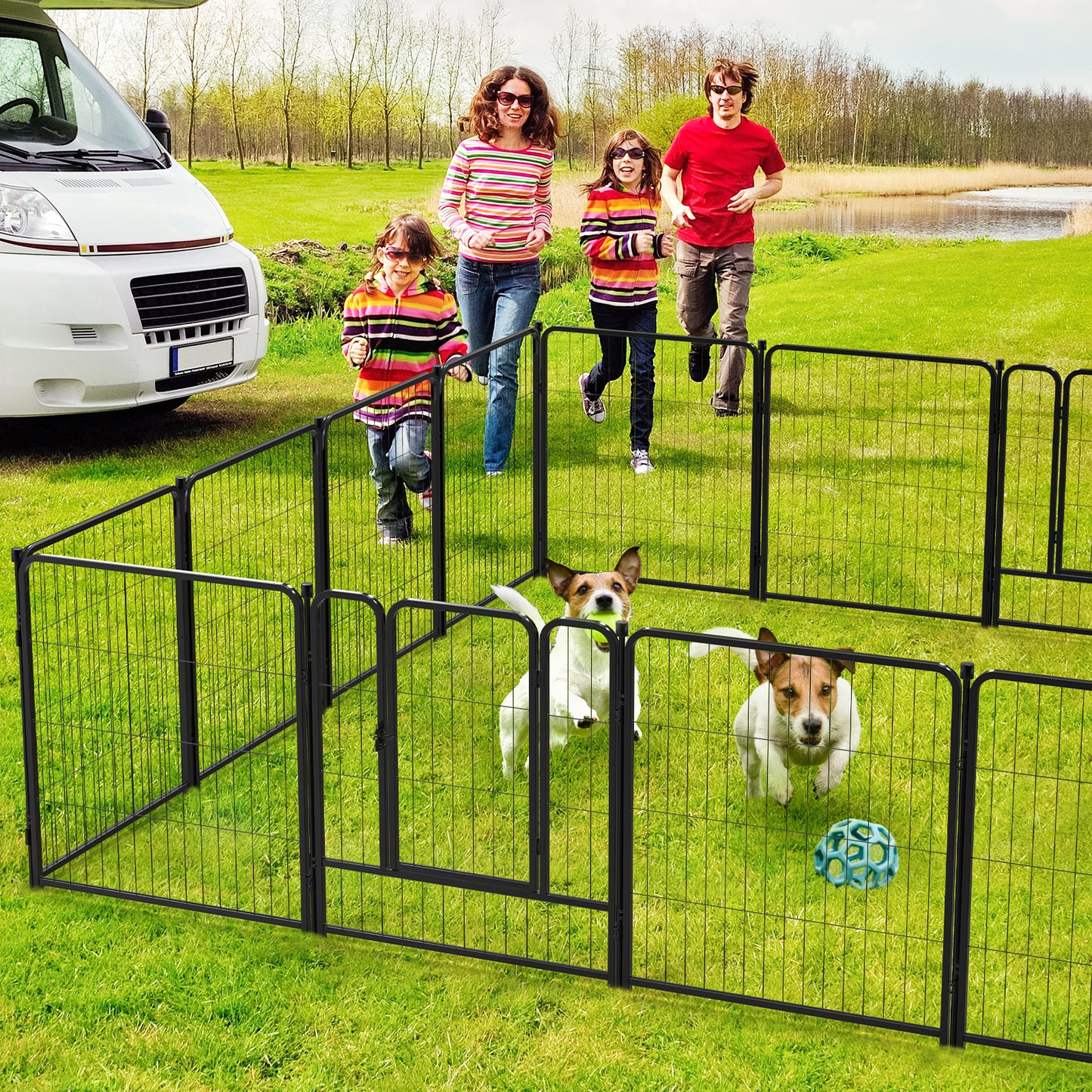 Vipuse 32″ Tall 16 Panels Heavy Duty Metal Dog Playpen for Exercise Outdoor Indoor Fence, Black