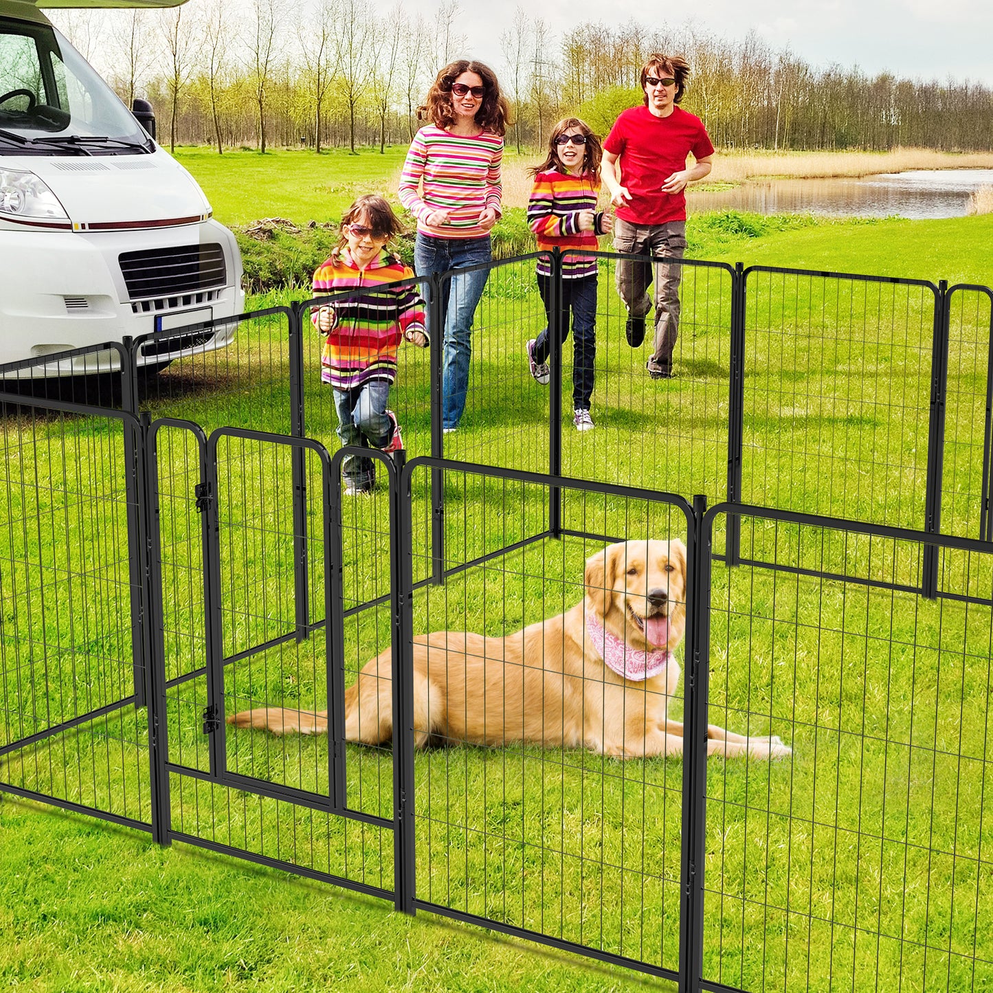 Vipuse 40″ Tall 16 Panels Metal Dog Playpen for Exercise Outdoor Indoor Fence, Black
