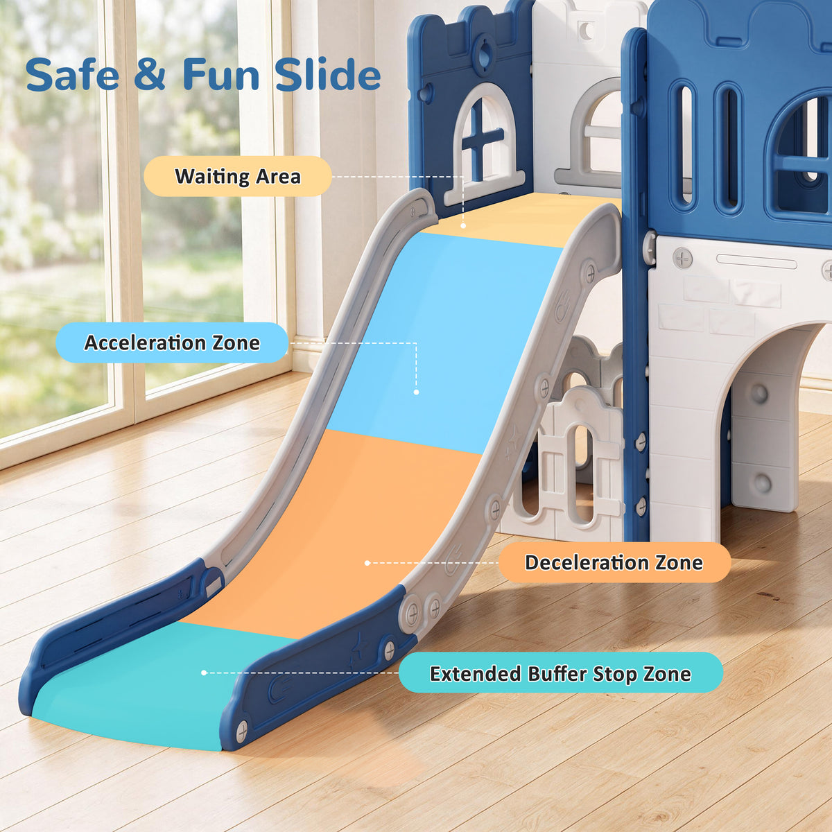 Vipuse Slide for Kids,9 in 1 Toddler Climber Playground Playset for Indoor Outdoor Backyard Home, Blue & Gray