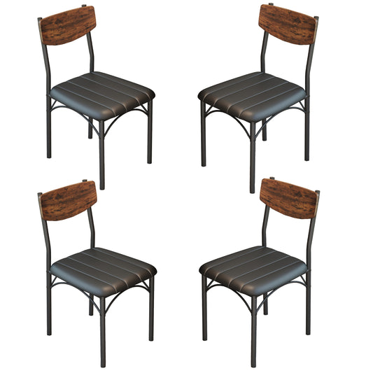 Anyact Dining Chairs Set of 4 with PU Leather, Walnut Bentwood Back and Metal Legs for Dining Room