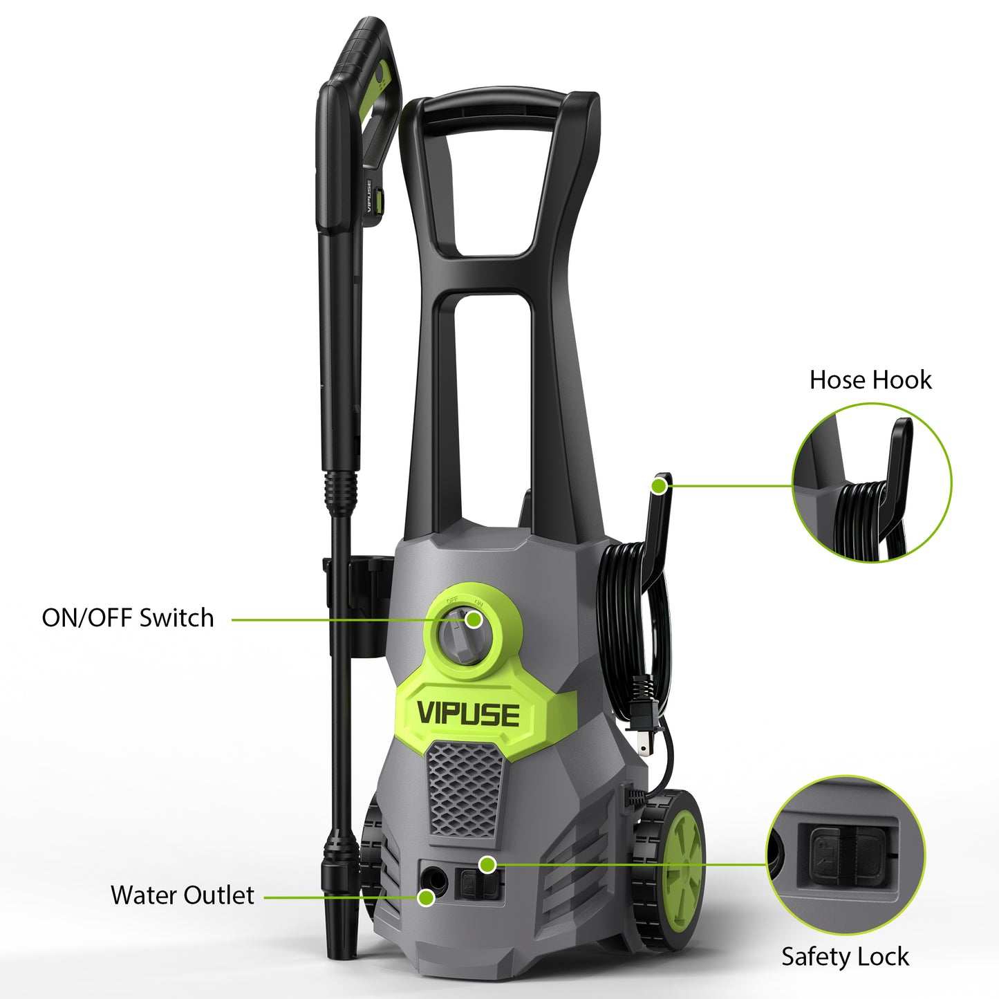 Vipuse Pressure Washer,4200 PSI 2.8GPM Car Washer with 23FT Hose /Rotatable 0-120° Nozzle/350ML Foam Cannon,Clean Tool for Cars/Fences/Patios/Floor