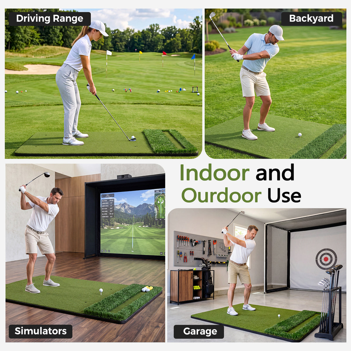 Vipuse 5*4FT Premium Golf Hitting Mat - Indoor/Outdoor Golf Practice Mat with Fairway & Rough Turf, Includes Golf Balls, Tees & strap, Perfect for Swing, Chipping & Driving Training for All Skil