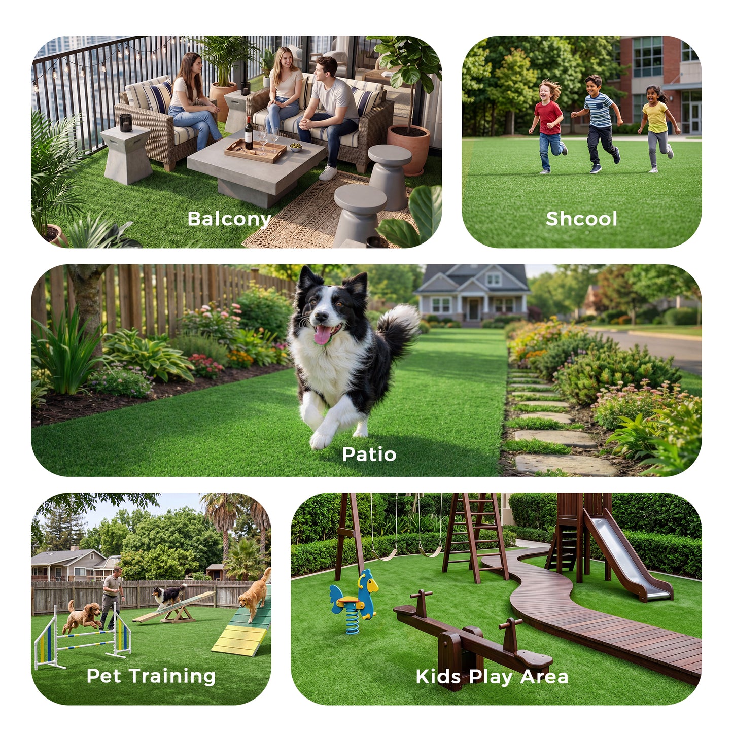Vipuse Artificial Grass Rug, 7 x 15FT Realistic Artificial Lawn Rug/Dog Pets Mat with Drainage Holes for Garden Lawn Landscape Balcony Patio Backyard Decor