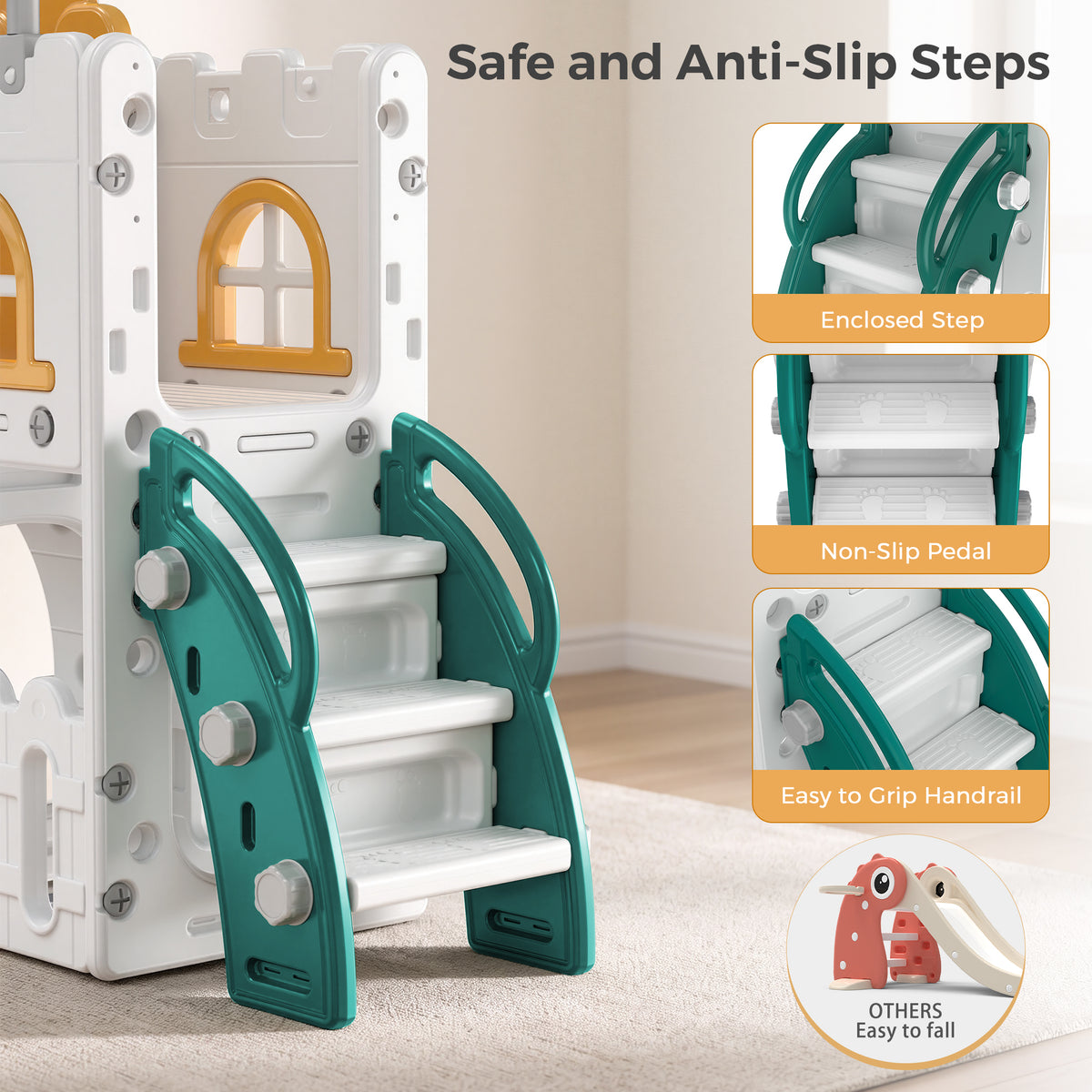 Vipuse 9 in 1 Toddler Slide Playset for Kids Indoor/Outdoor for Toddlers Age 1+, Yellow & Green
